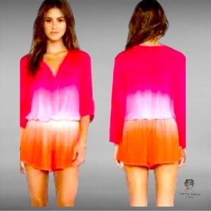 Young Fabulous & Broke Women’s Malik Berry Ombre Romper Roll Tab Sleeve X-Small